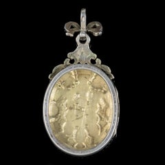 Antique Georgian Renaissance Garnet Turquoise Forget Me Not Locket circa 1800 Bo