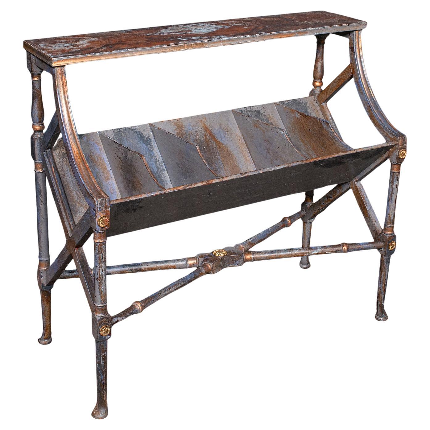 Antique Georgian Revival Book Trough, English, Painted, Library Stand, Edwardian