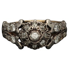 Antique Georgian Revival Floral Diamond Ring, Antique Diamond Flower Ring