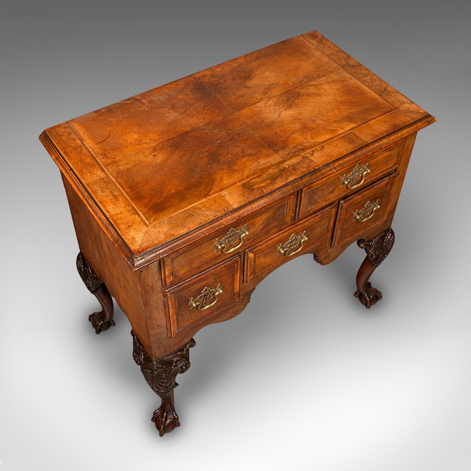 Antique Georgian Revival Lowboy, English, Walnut, Hall, Side Table, Edwardian For Sale 1