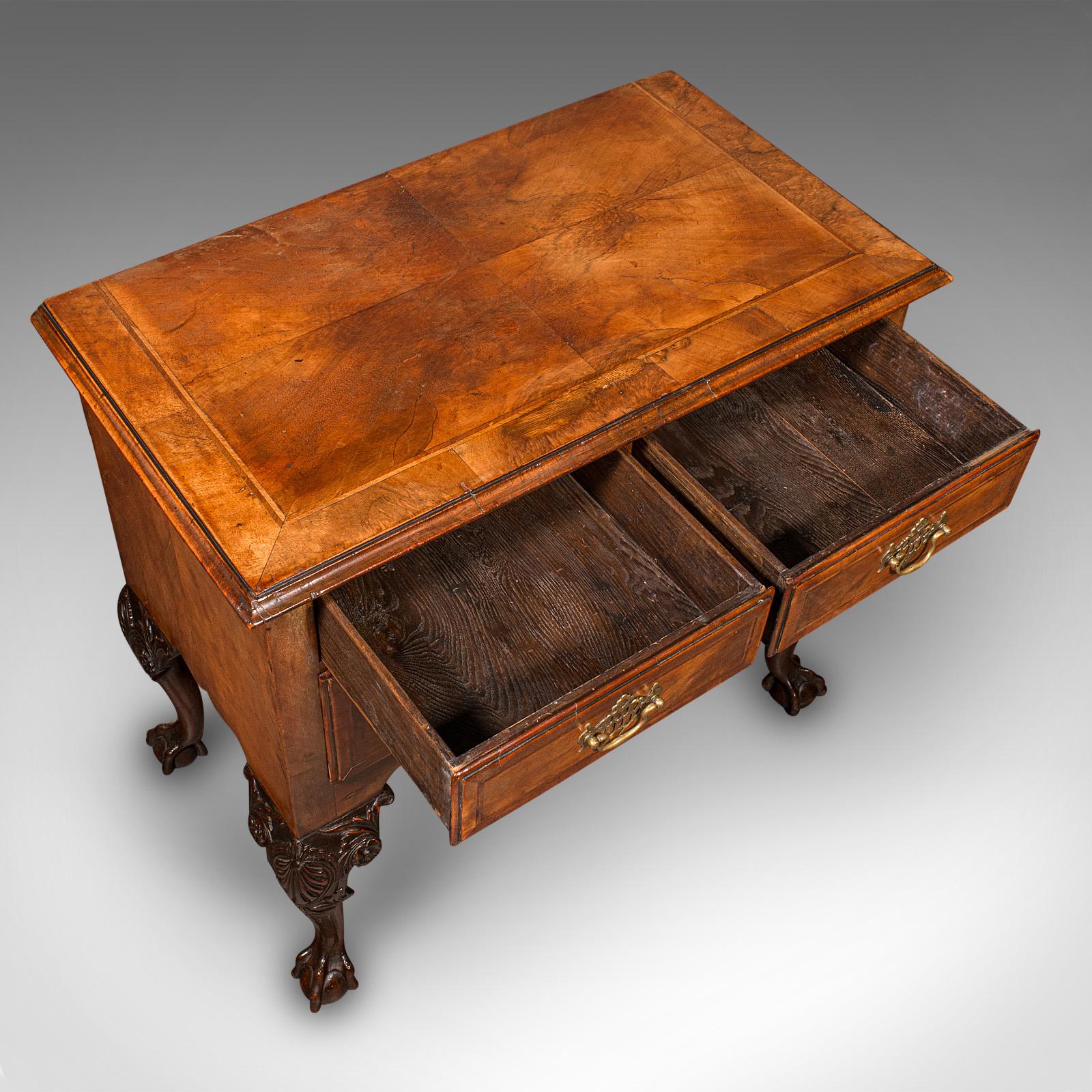 Antique Georgian Revival Lowboy, English, Walnut, Hall, Side Table, Edwardian For Sale 2