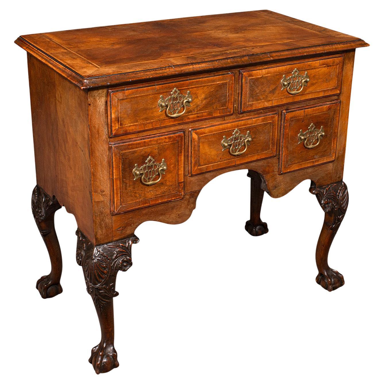 Antique Georgian Revival Lowboy, English, Walnut, Hall, Side Table, Edwardian For Sale