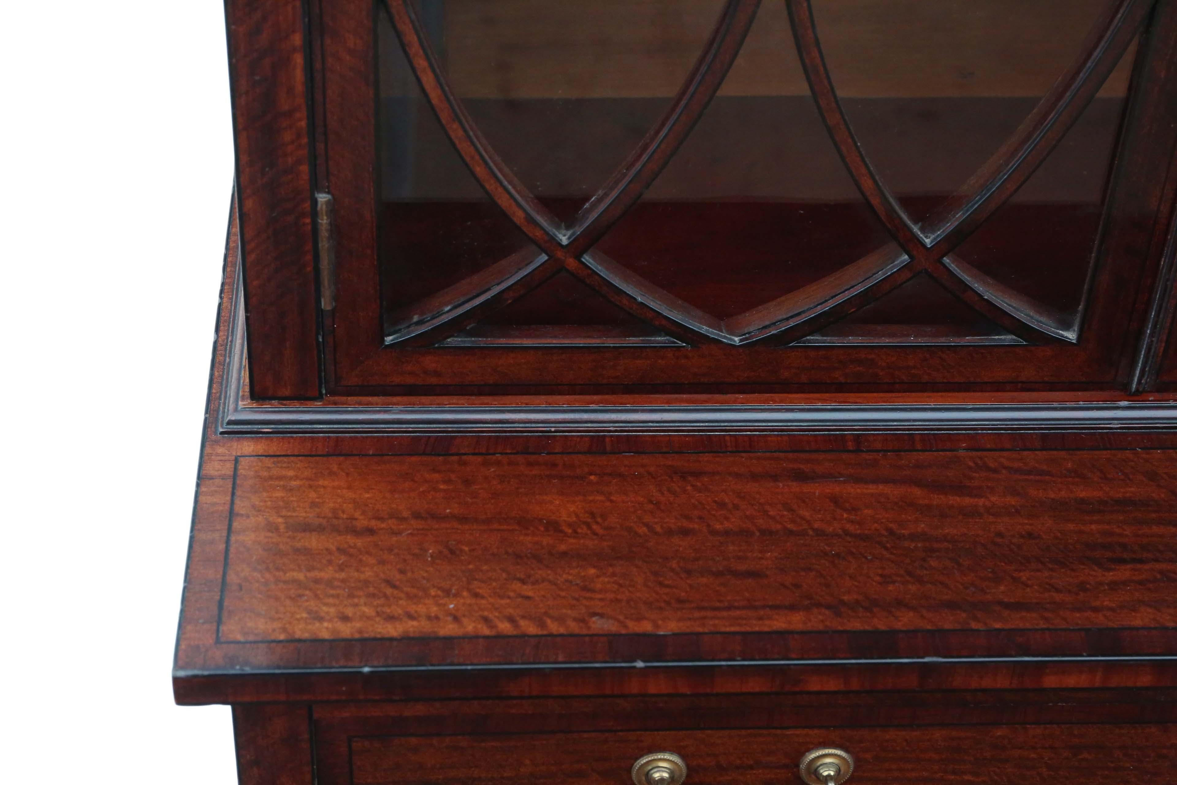 Antique Georgian Revival Mahogany Glazed Bookcase on Cupboard, circa 1890 4