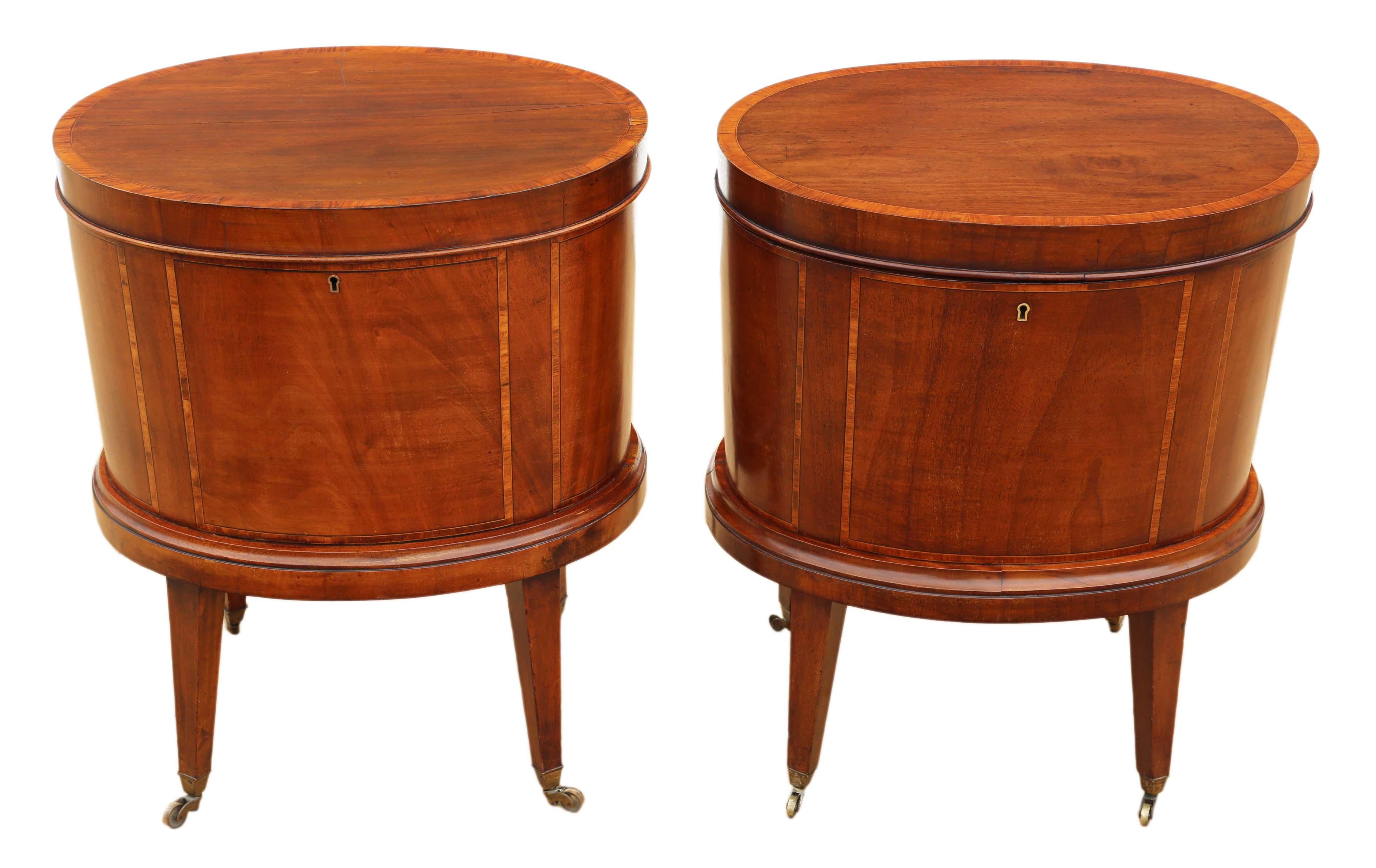 Georgien Antique Revival Géorgien Paire d'armoires Cellarettes en acajou marqueté en vente