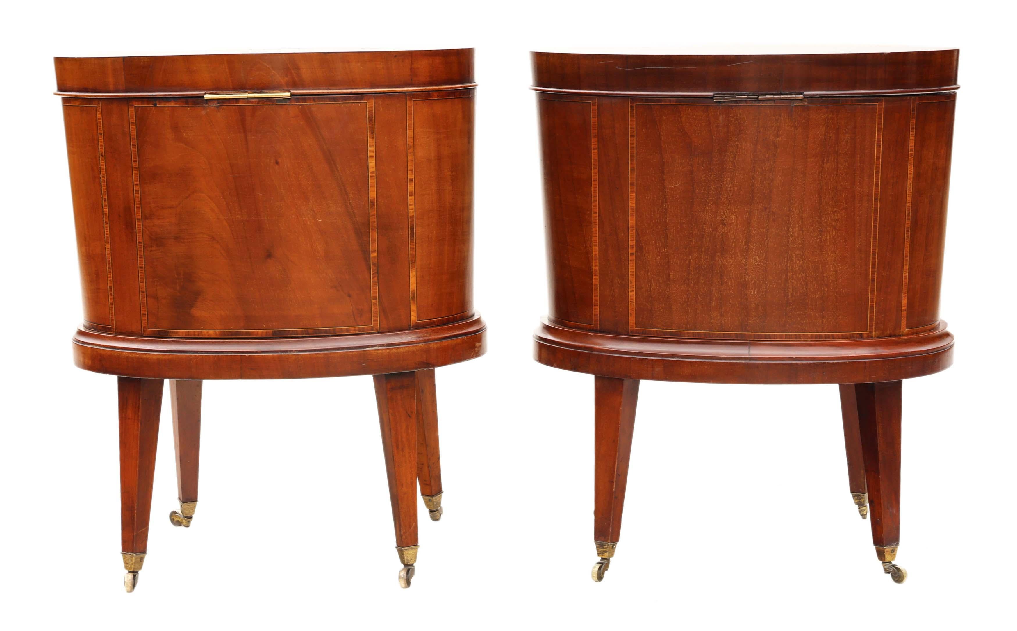 19th Century Antique Georgian Revival Pair of Inlaid Mahogany Cellarettes Cupboards Cabinets For Sale