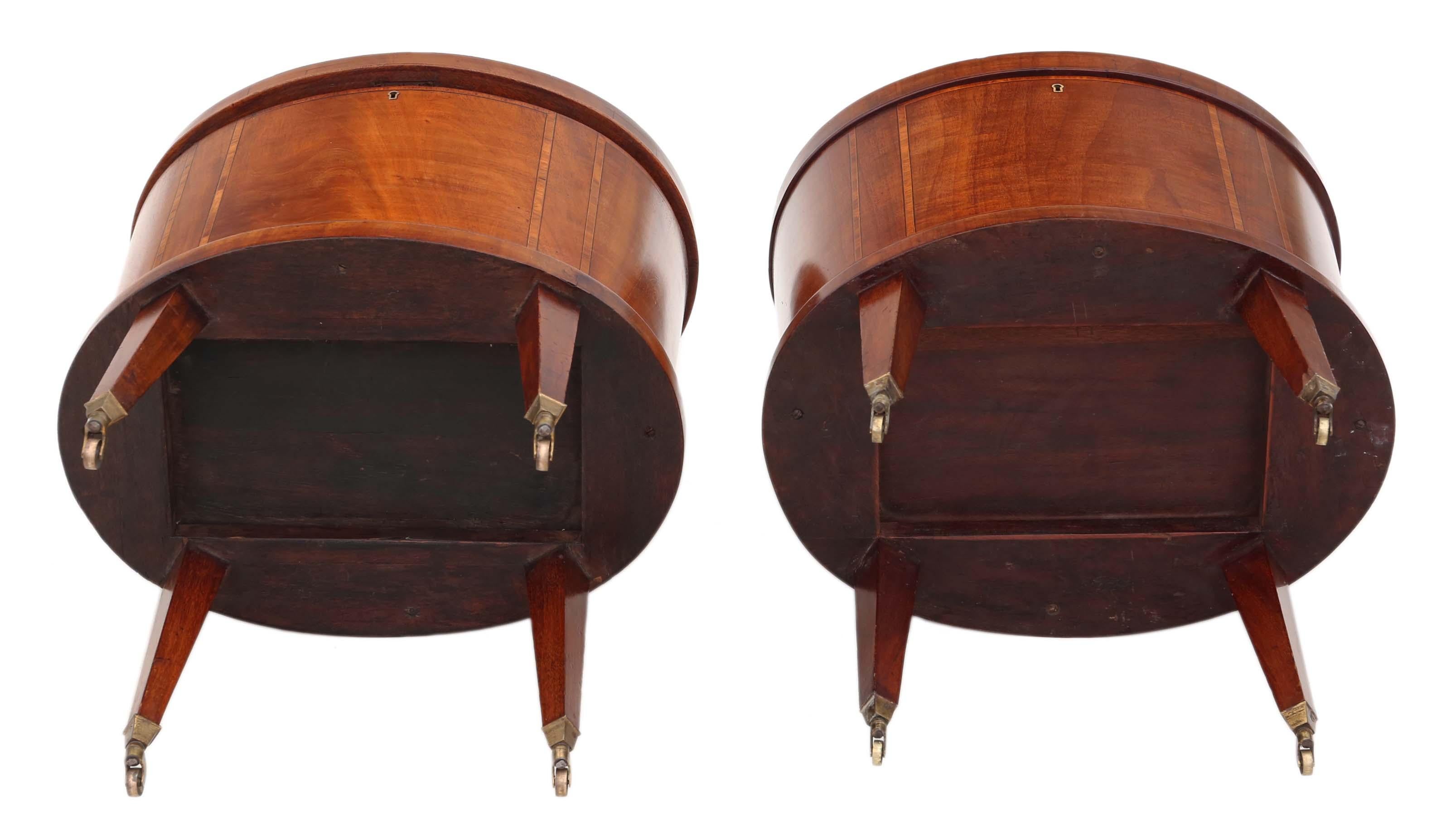 Antique Georgian Revival Pair of Inlaid Mahogany Cellarettes Cupboards Cabinets For Sale 3