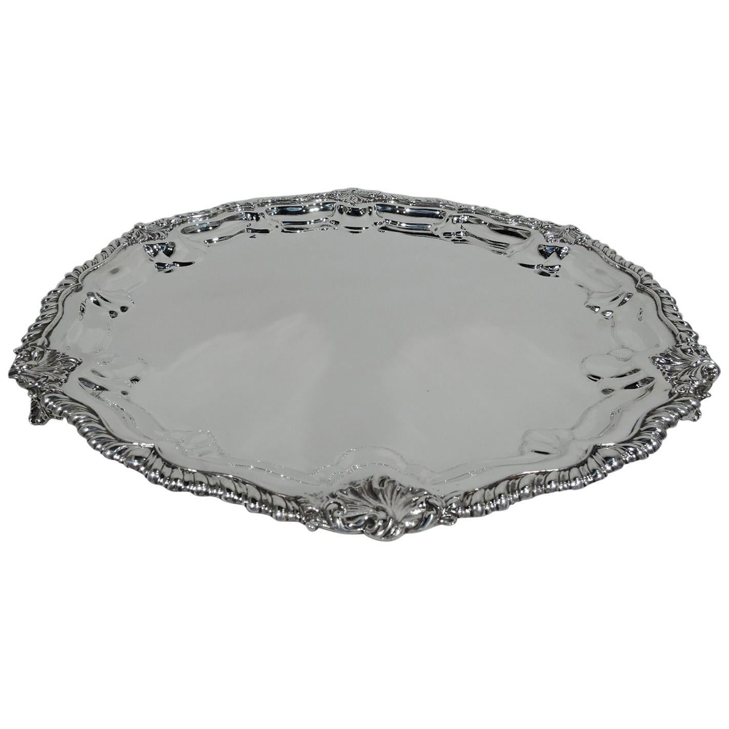 Antique Georgian Revival Sterling Silver Salver Tray by New York Maker