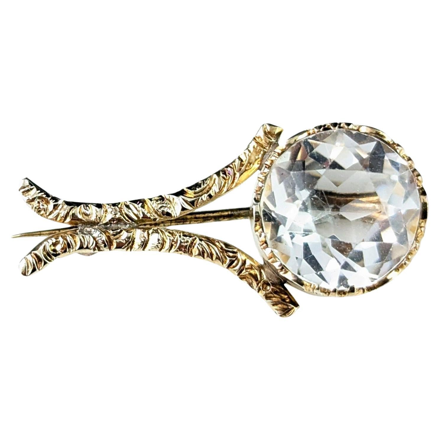 Antique Georgian Rock crystal comet brooch, 9k gold