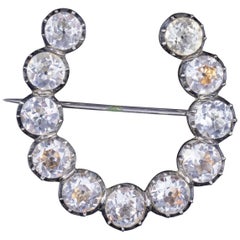 Antique Georgian Rock Crystal Horseshoe Brooch Silver, circa 1800