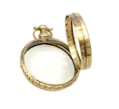 Antique Georgian Rock Crystal Locket Pendant 14 Karat Gold
