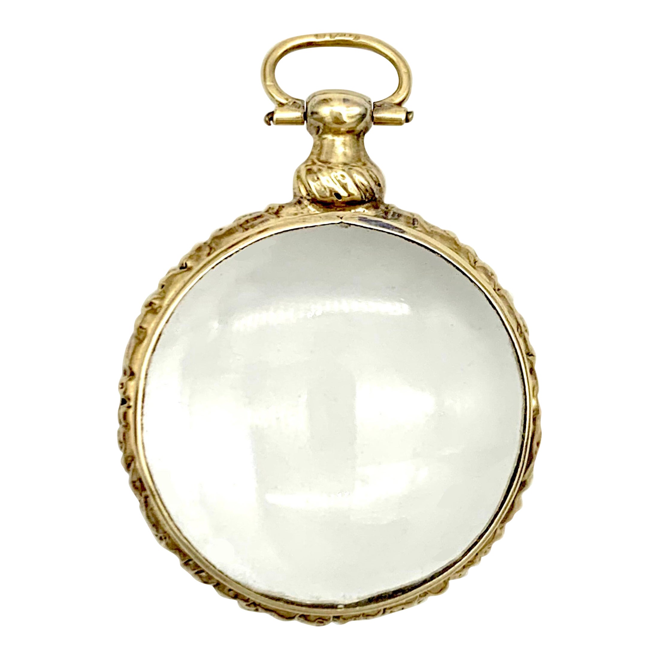 Antiguo Colgante Relicario Georgiano de Cristal de Roca Oro de 14 Kilates