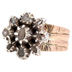 Antique Georgian Rose Cut Diamond 9 Carat Rose Gold Ring