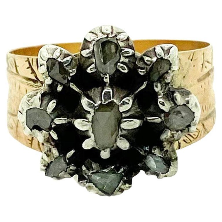 Antique Georgian Rose Cut Diamond 9 Carat Rose Gold Ring For Sale at ...