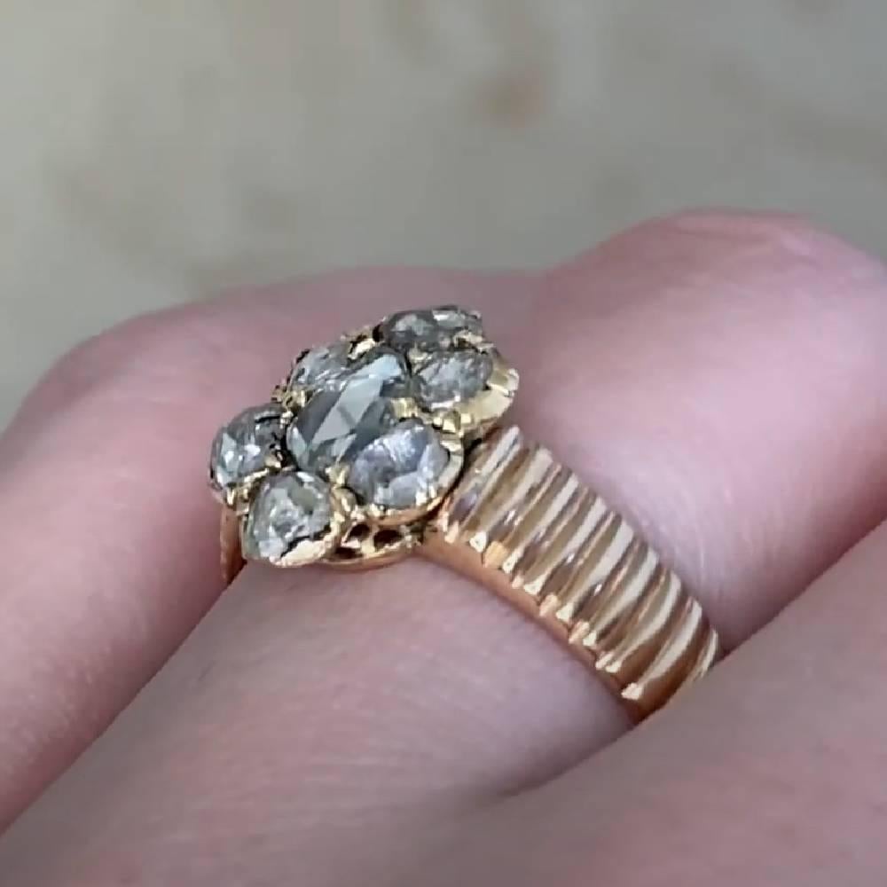 Women's Antique Georgian Rose Cut Diamond Cluster Ring (Approx. 0.5-Carats), Yellow Gold For Sale