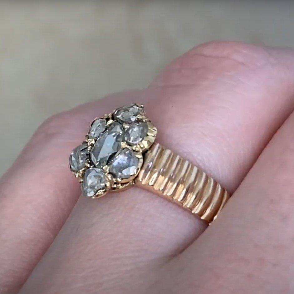 Bague géorgienne ancienne grappe de diamants taille rose (environ 0,5 carat), or jaune Pour femmes en vente