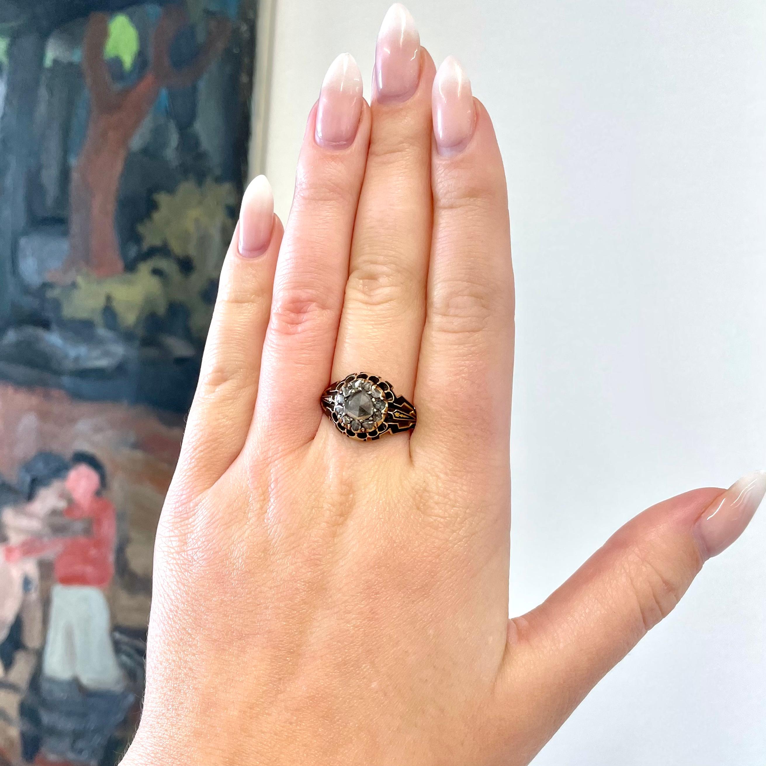 If you are an antique jewelry connoisseur, you will greatly appreciate this Antique Georgian Rose Cut Diamond Cluster Ring. Full of history and charm, this iconic ring is the perfect addition to your antique jewelry collection. 

The rose cut