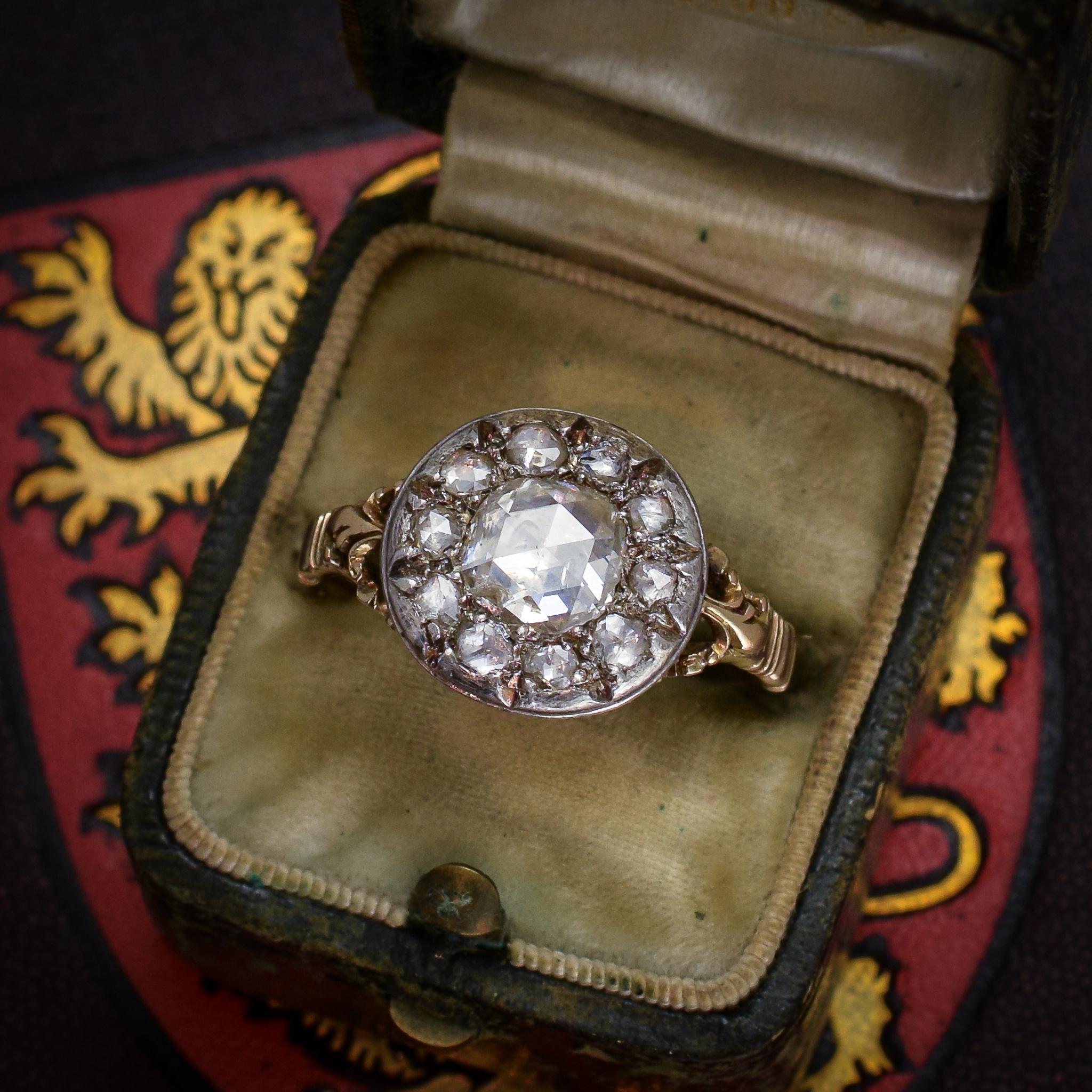 Antique Georgian Rose Cut Diamond Cluster Ring 2