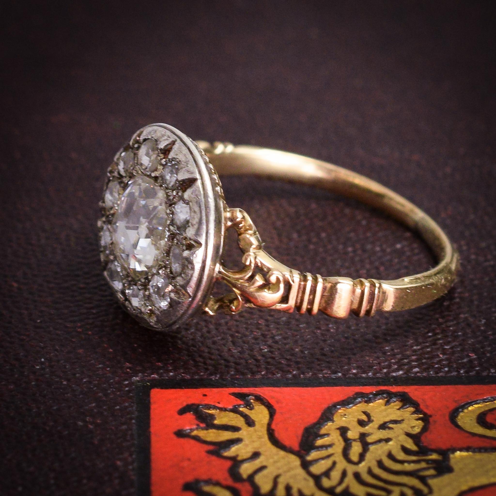 Antique Georgian Rose Cut Diamond Cluster Ring 4
