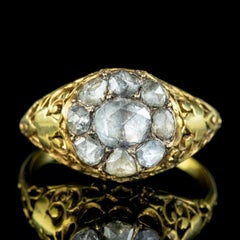 Antique Georgian Rose Cut Diamond Cluster Ring in 1.5ct Total