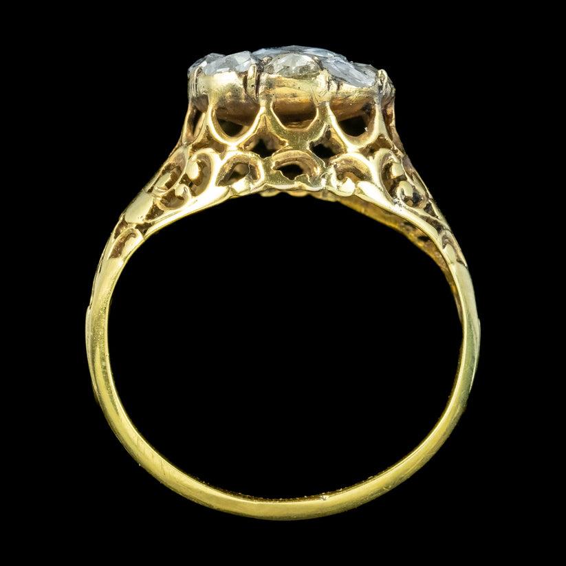 Antiker georgianischer Diamant-Cluster-Ring mit Rosenschliff in 1,5 Karat insgesamt Damen im Angebot
