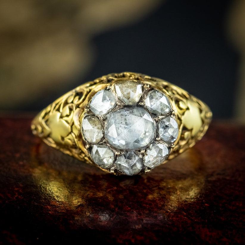 Antiker georgianischer Diamant-Cluster-Ring mit Rosenschliff in 1,5 Karat insgesamt im Angebot 2