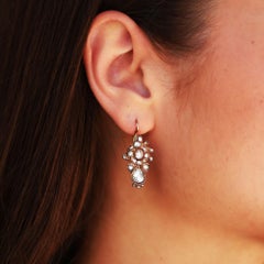 Antichi orecchini a goccia con diamante taglio rosa georgiano