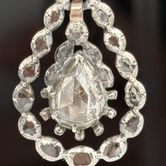 Antique Georgian Rose Cut Diamond Earrings in Silver-Topped 14k Gold, Dutch