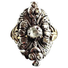 Antique Georgian Rose cut diamond Giardinetti ring, 22k gold and silver 