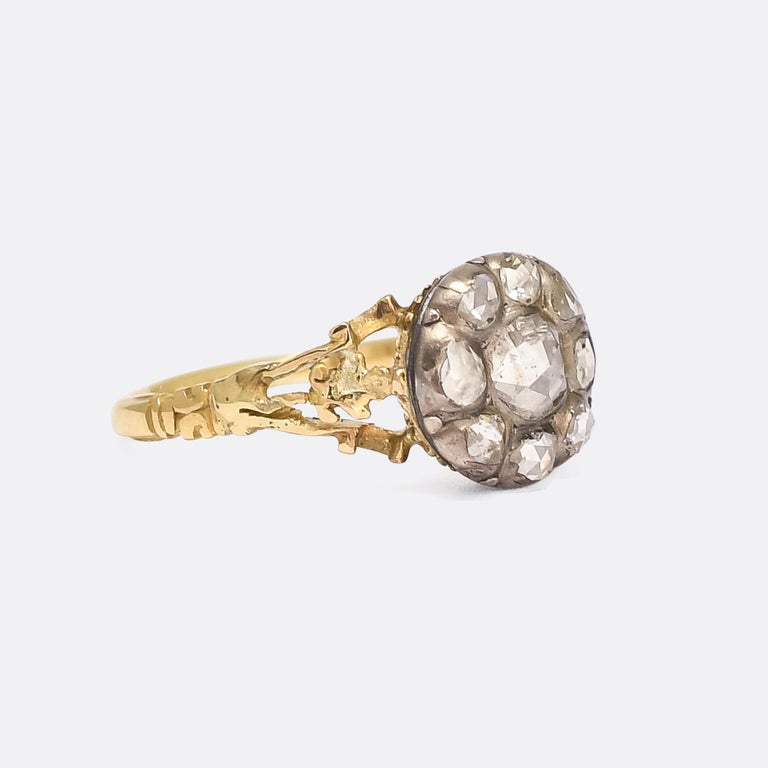 Antique Georgian Rose Cut Diamond Round Cluster Ring at 1stDibs