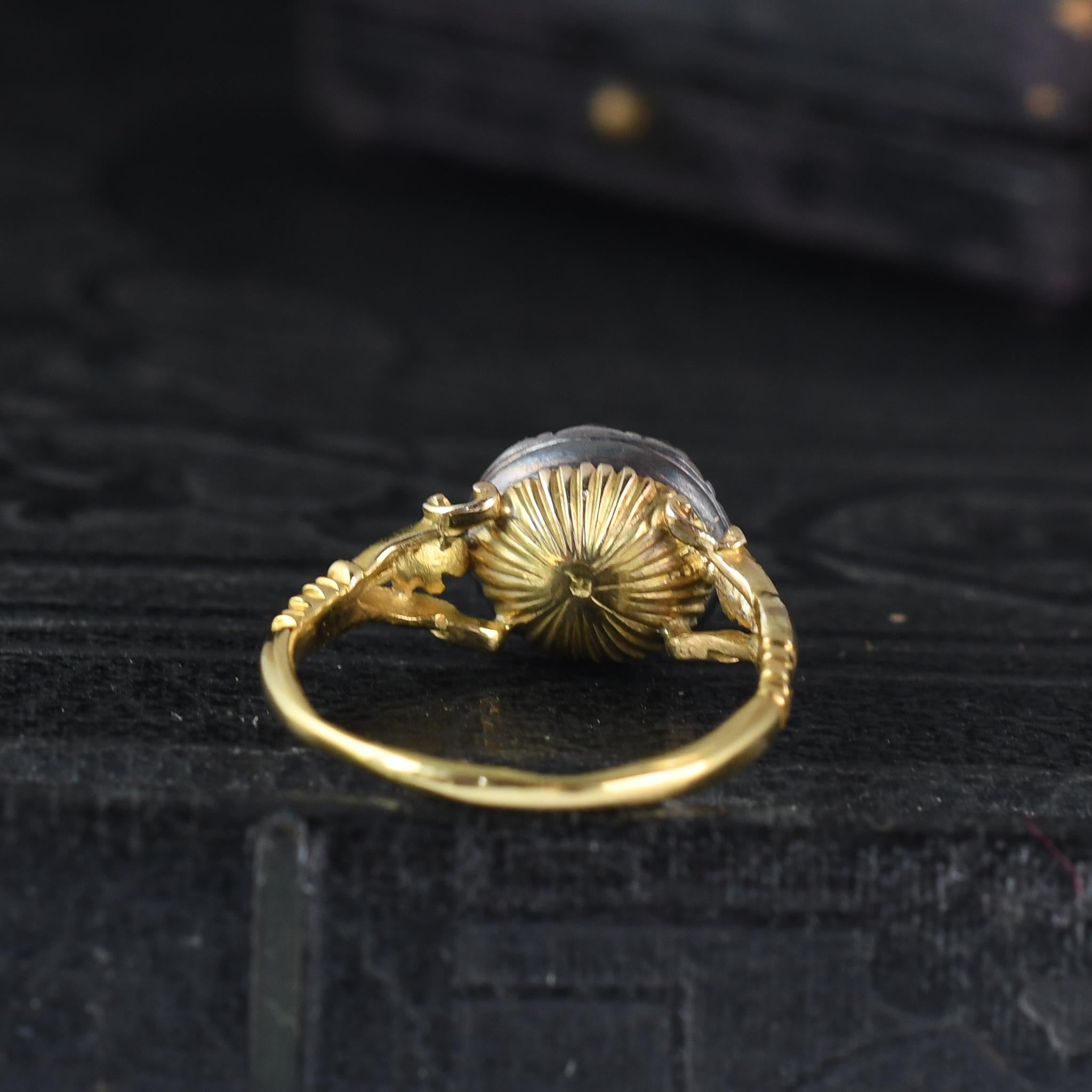 Women's or Men's Antique Georgian Rose Cut Diamond Round Cluster Ring