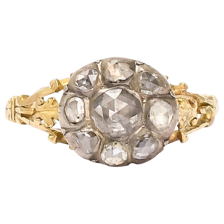 Antique Georgian Rose Cut Diamond Round Cluster Ring at 1stDibs