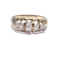 Antique Georgian Rose Cut Five-Diamond and Enamel 14K & Platinum Ring Band