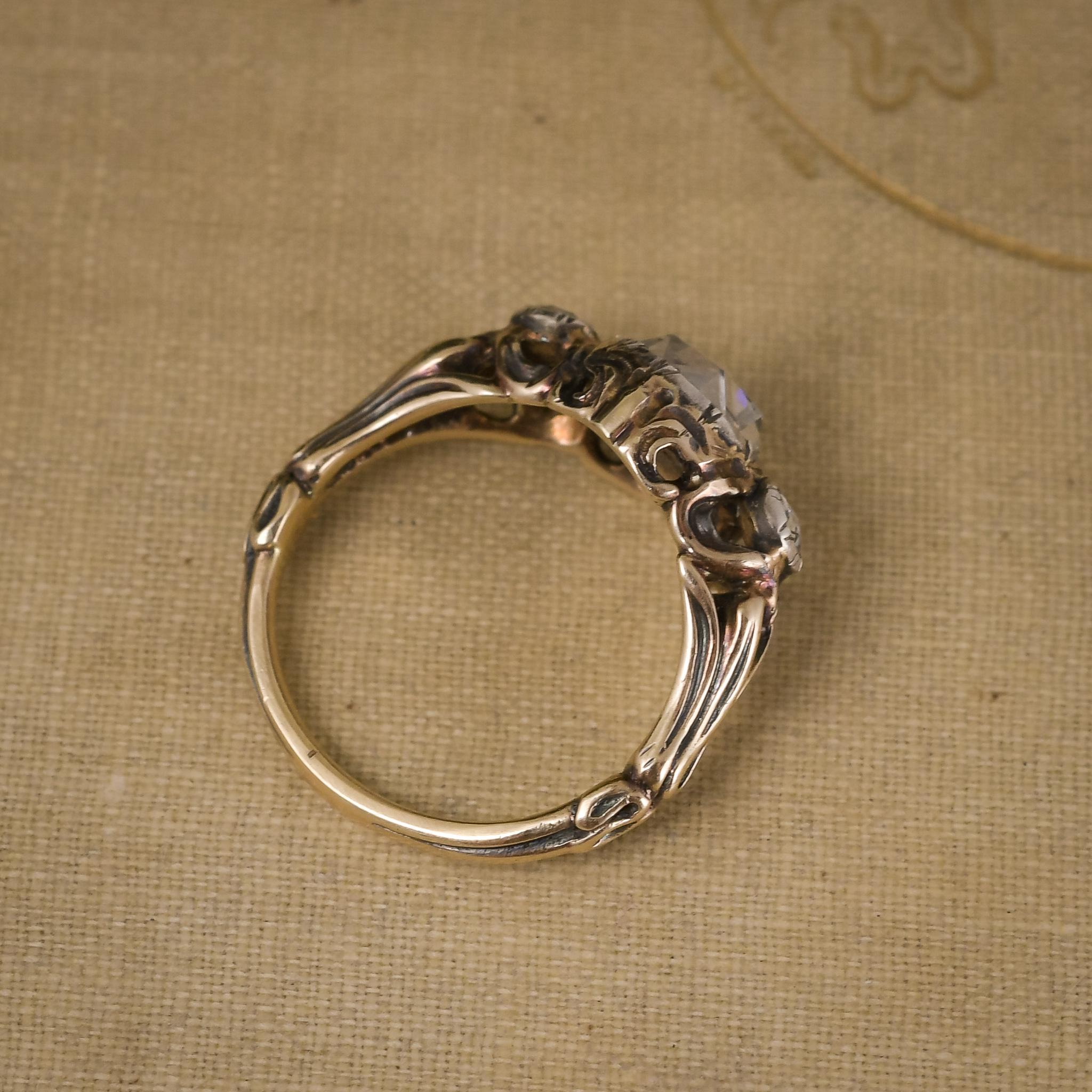 Antique Georgian Rose Diamond Three-Stone Ring 5