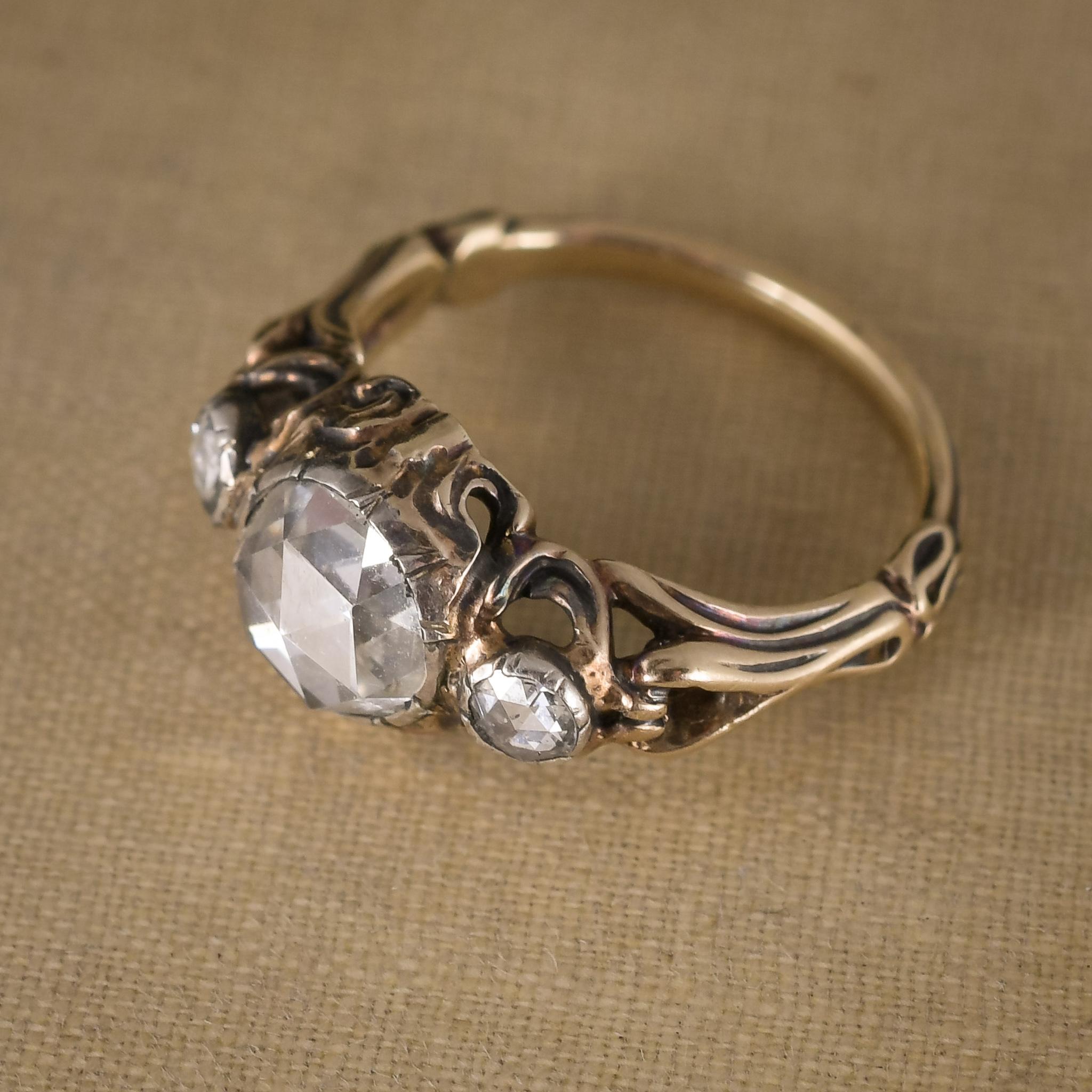 Antique Georgian Rose Diamond Three-Stone Ring 6