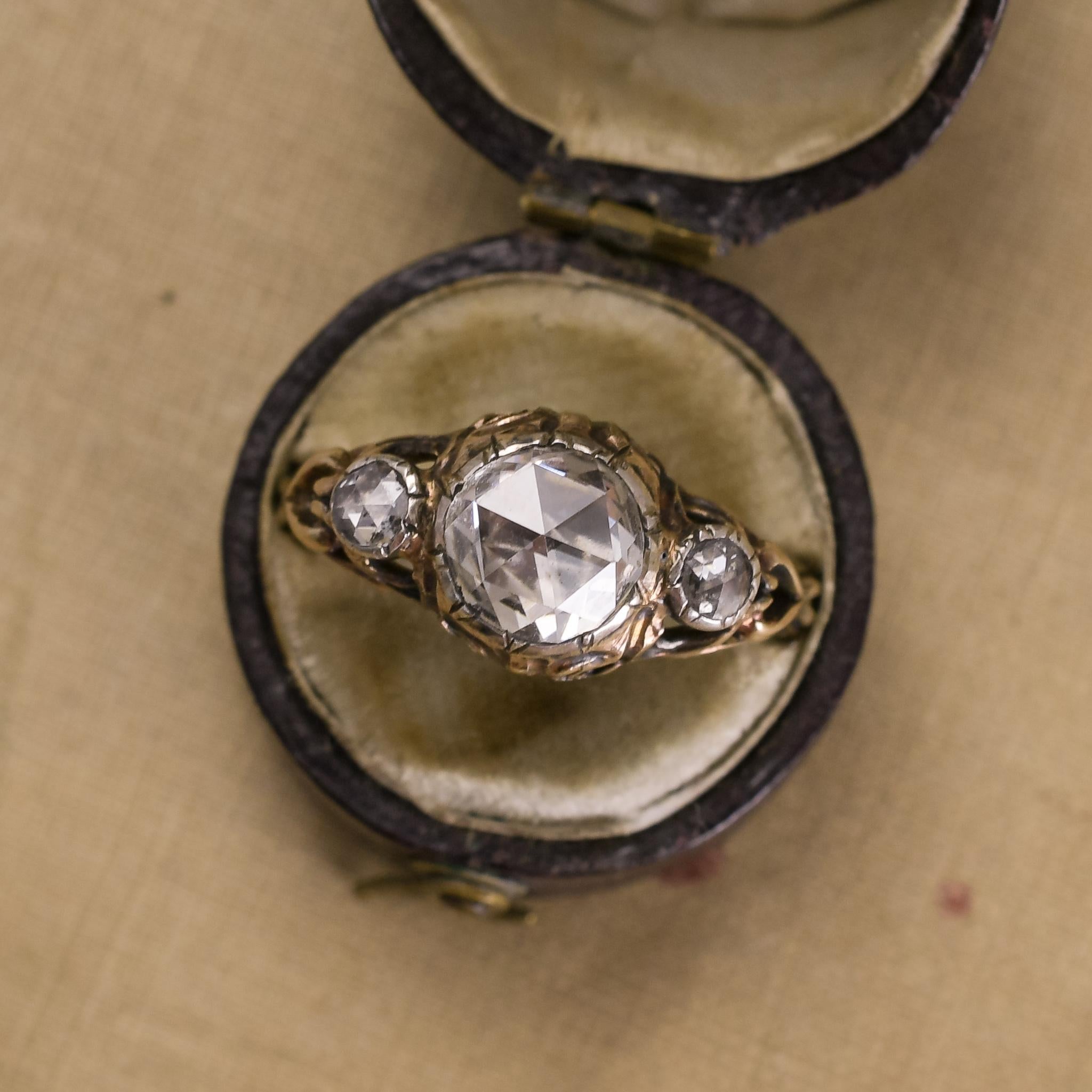 Antique Georgian Rose Diamond Three-Stone Ring 8