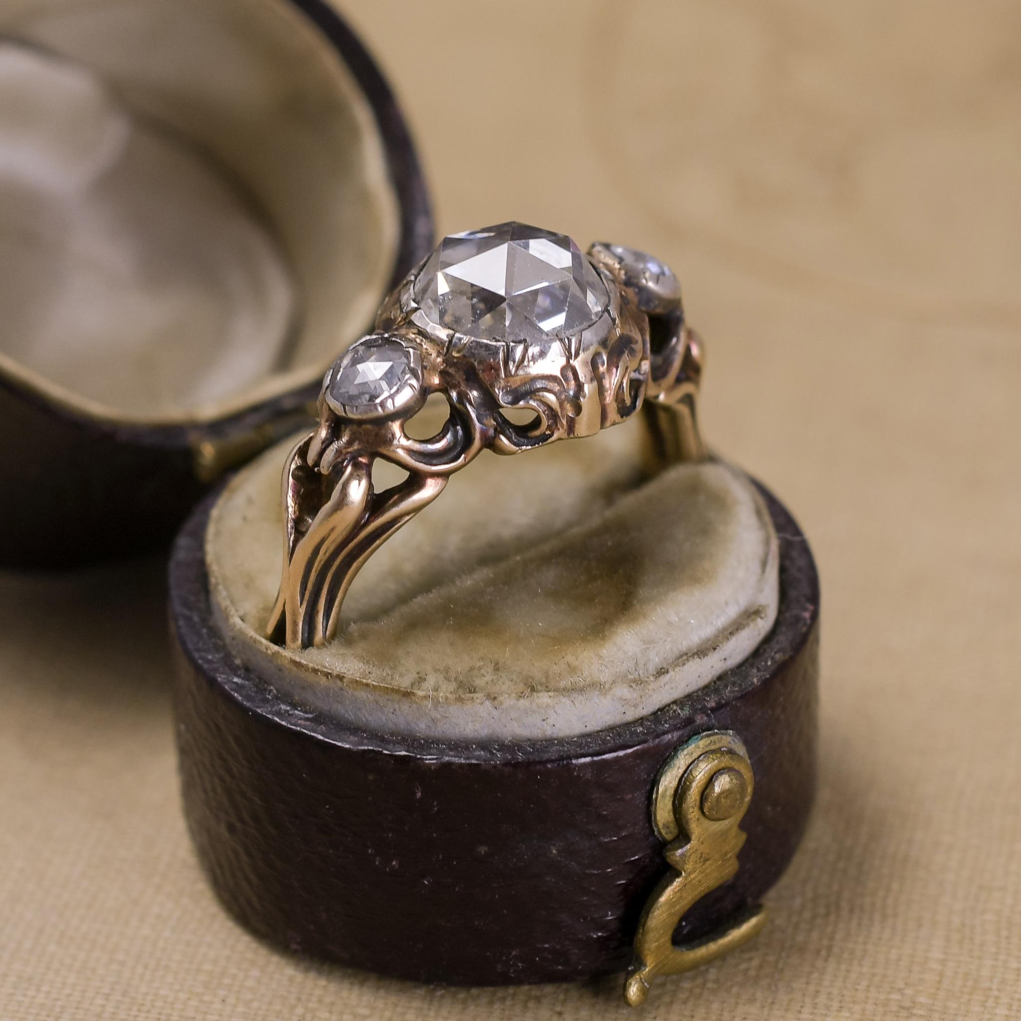 Antique Georgian Rose Diamond Three-Stone Ring 2