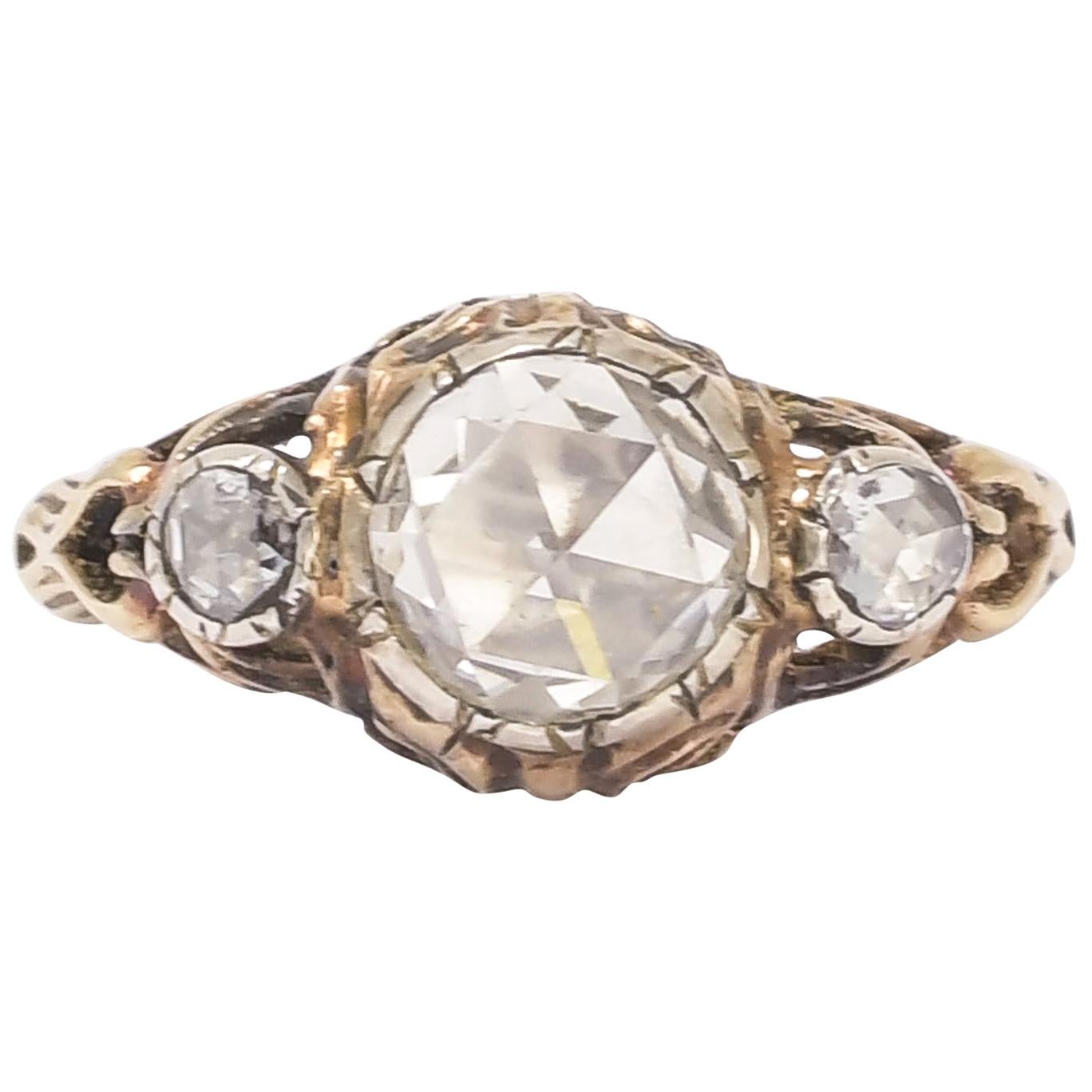 Antique Georgian Rose Diamond Three-Stone Ring