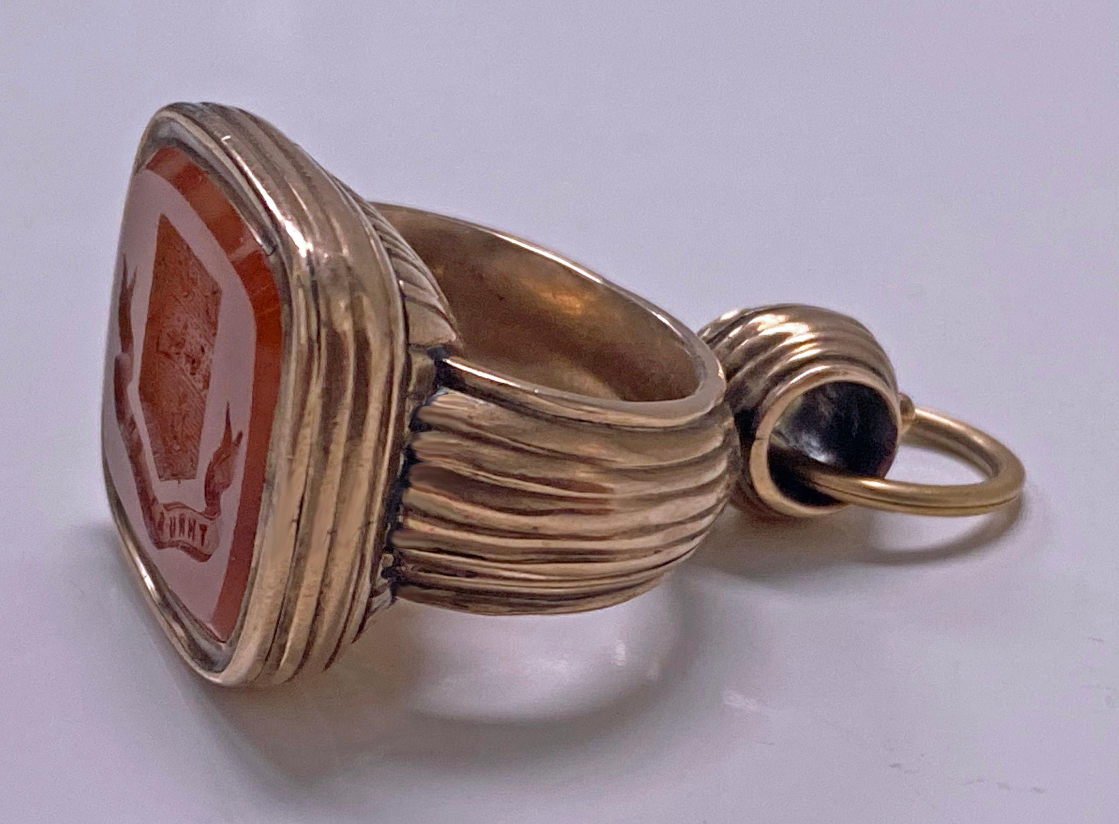 Antique Georgian Rose Gold and Carnelian Seal Fob C.1820 1