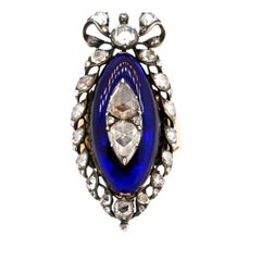 Antique Georgian Rosecut Diamond Blue Glass Gold Navette Ring
