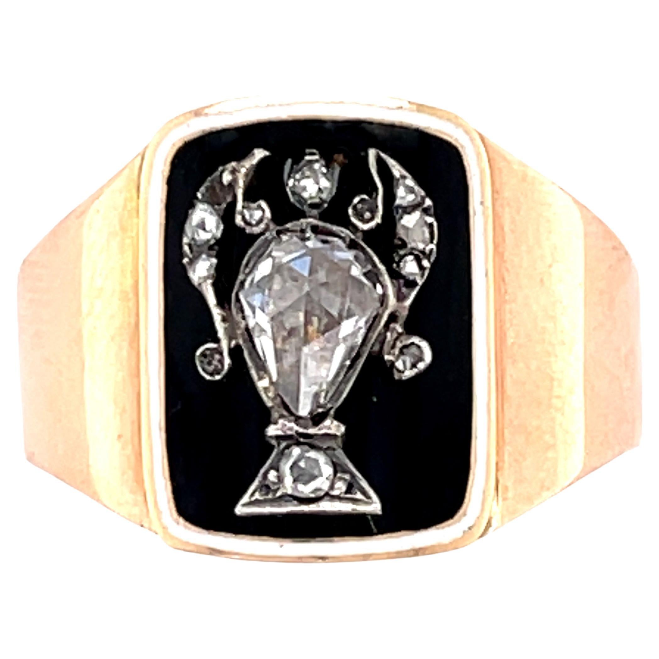 Antique Georgian Rosecut Diamond Enamel 1798 Memorial Ring