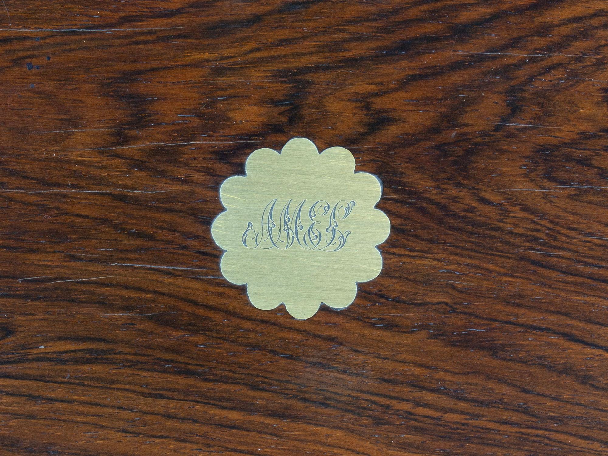 Antike georgianische Waschtischschachtel aus Rosenholz von Green aus London im Angebot 3