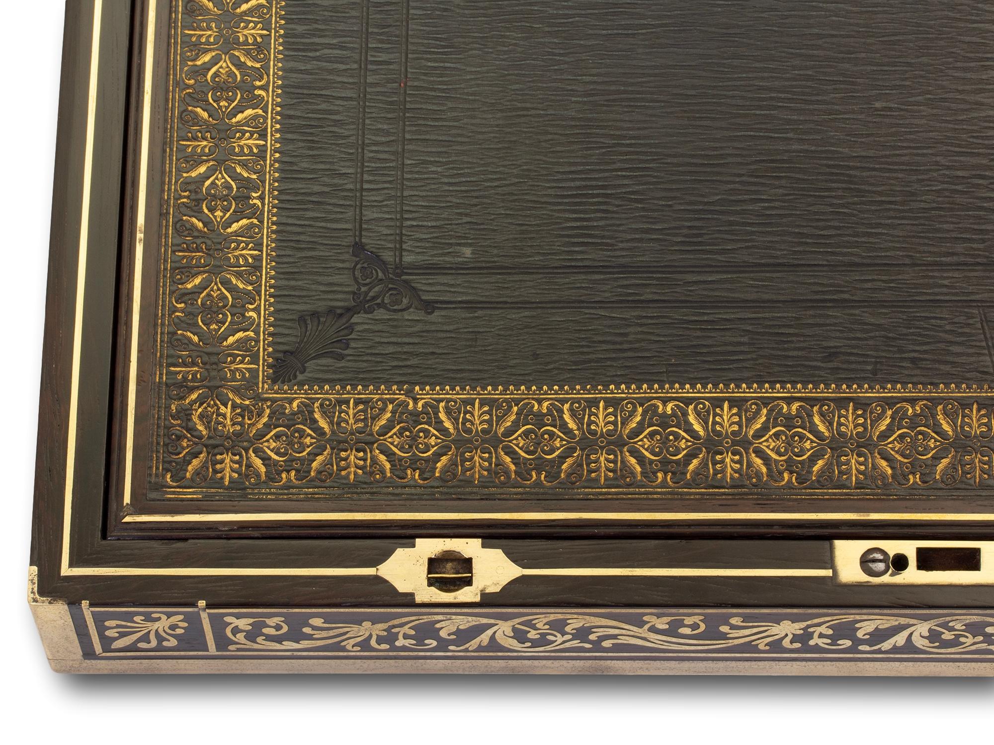 Antike georgianische Schreibkasten aus Rosenholz von William Chrisp im Angebot 2