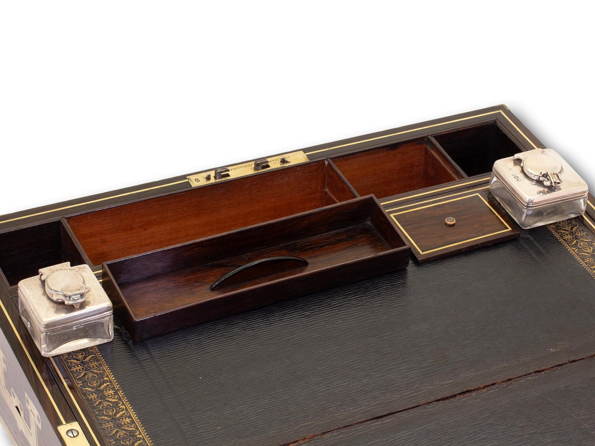 Antike georgianische Schreibkasten aus Rosenholz von William Chrisp im Angebot 3