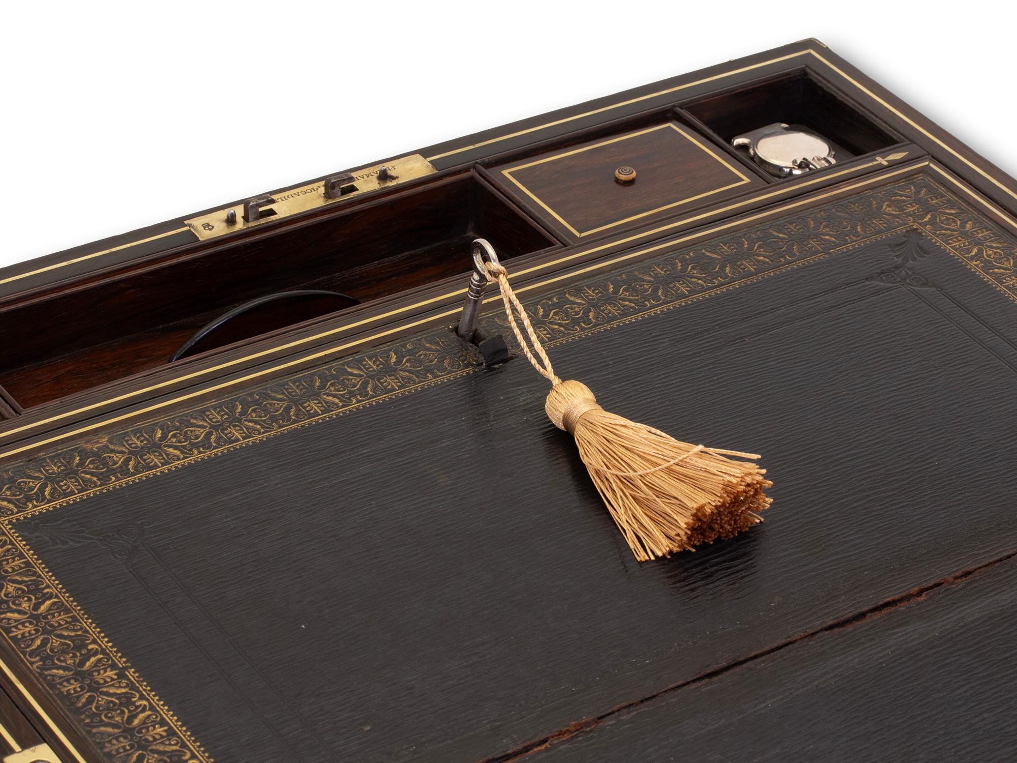 Antike georgianische Schreibkasten aus Rosenholz von William Chrisp im Angebot 6