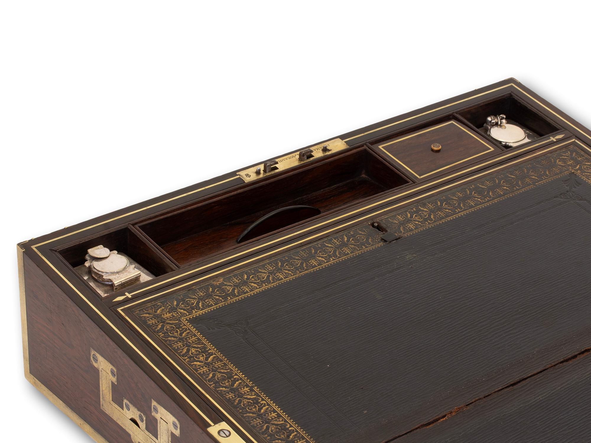 Antike georgianische Schreibkasten aus Rosenholz von William Chrisp im Angebot 1