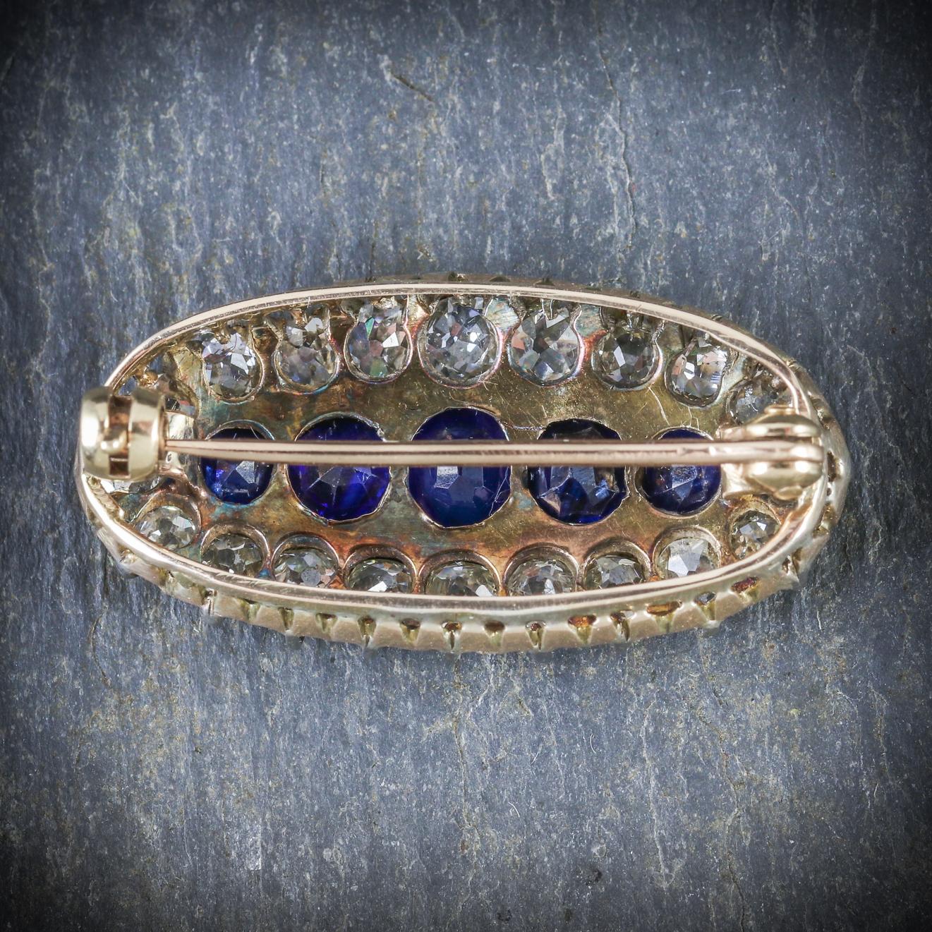 Antique Georgian Sapphire Diamond circa 1800 Brooch In Excellent Condition For Sale In Lancaster , GB