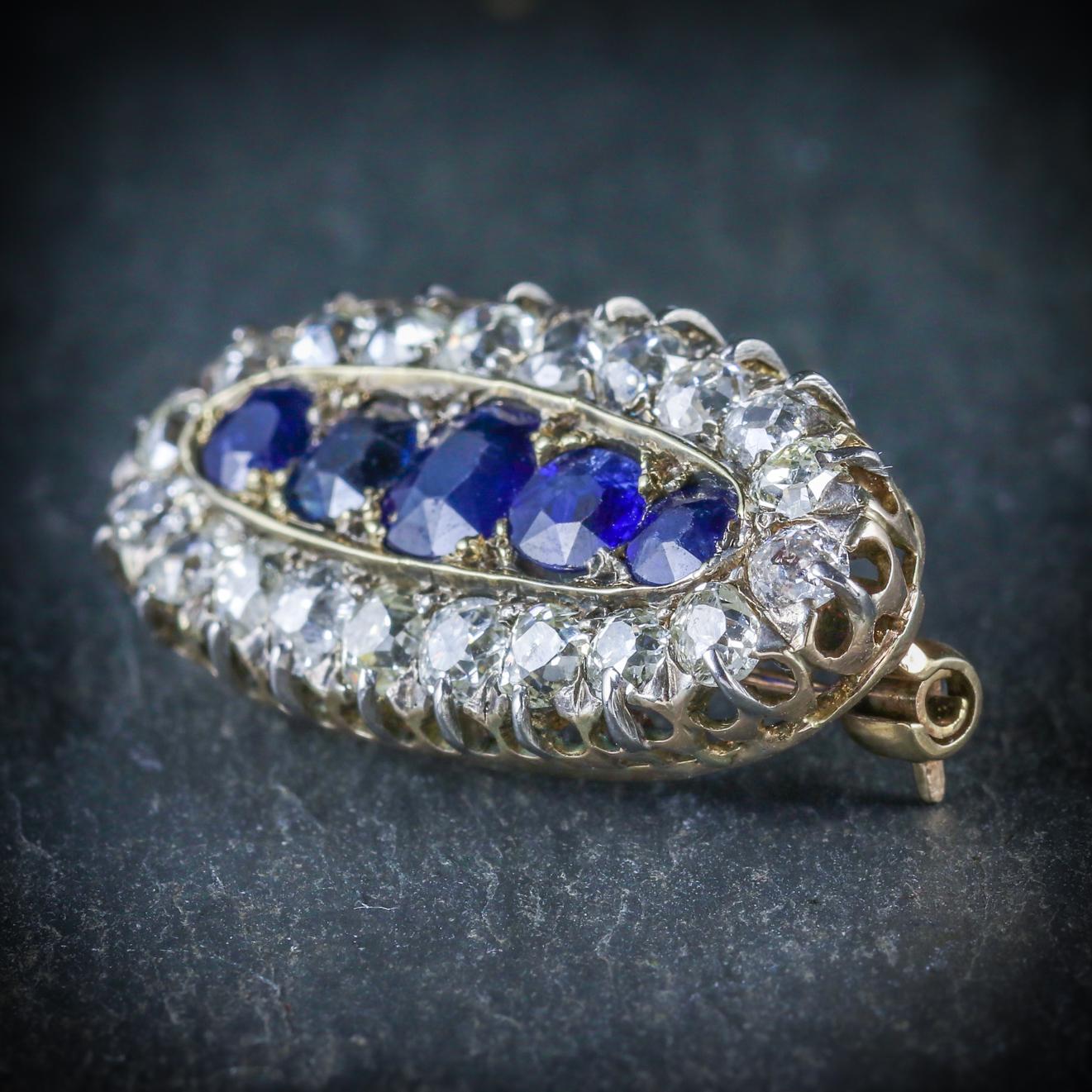 Women's Antique Georgian Sapphire Diamond circa 1800 Brooch For Sale