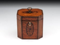Antique Georgian Satinwood Burr Yew Tea Caddy