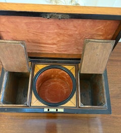 Antique Georgian Satinwood Tea Caddy Box with Original Glass Bowl