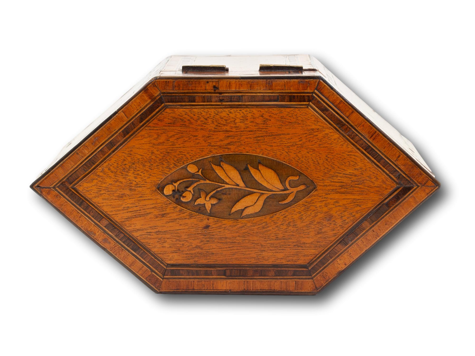 Antique Georgian Satinwood Tea Caddy with Prince of Wales Feathers For Sale 3